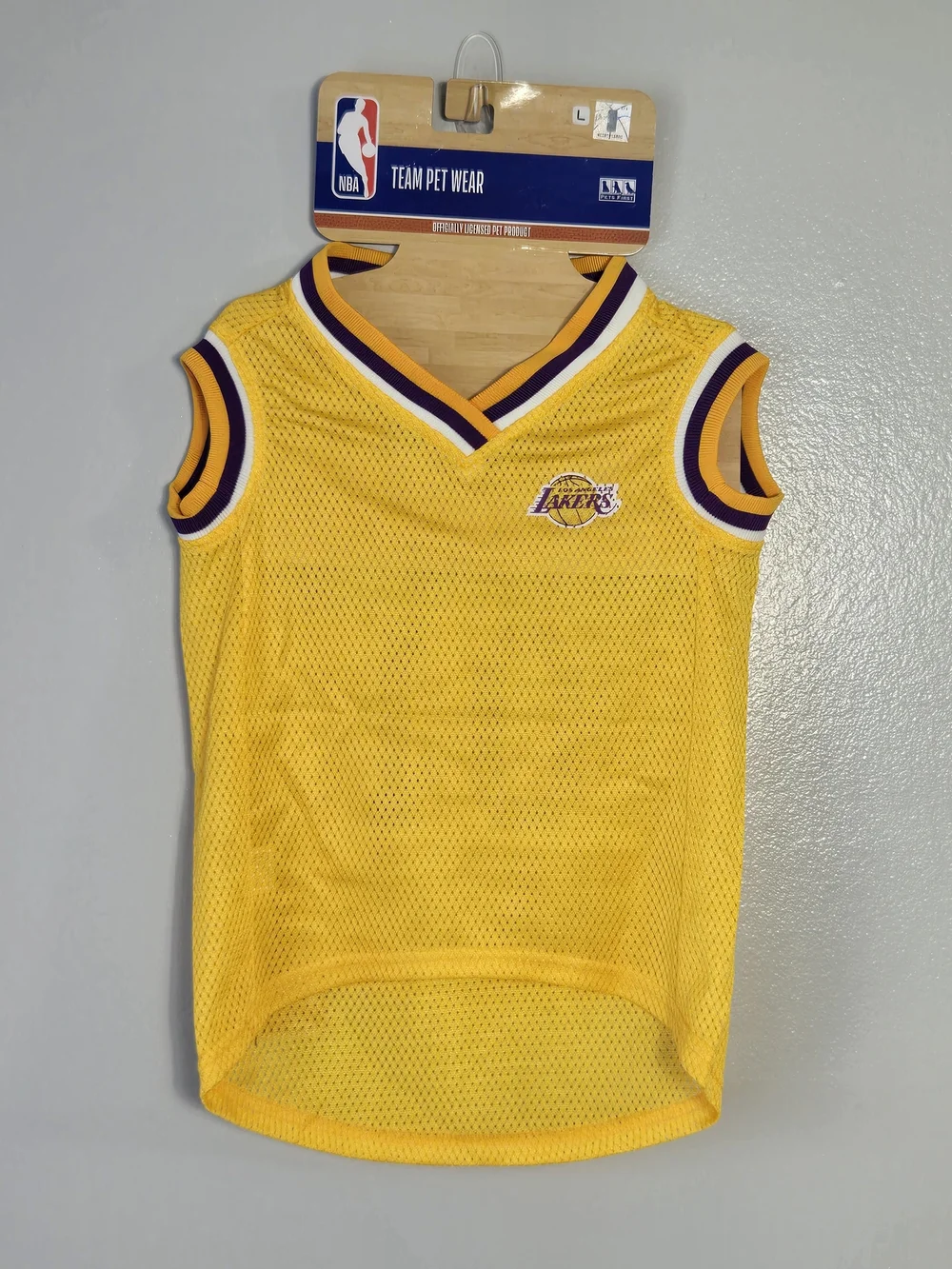 NWT NBA LA Lakers Dog Jersey Large Pets First Yellow Mesh Basketball Shirt - Picture 2 of 7